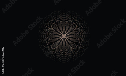 spirograph with circles, spiral graphic line, spirograph, abstract element on a black background, spirograph image