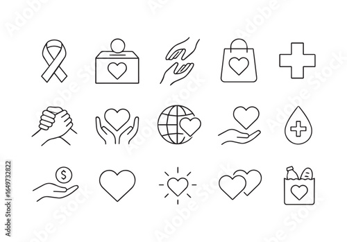 Charity and Volunteering Icon Set