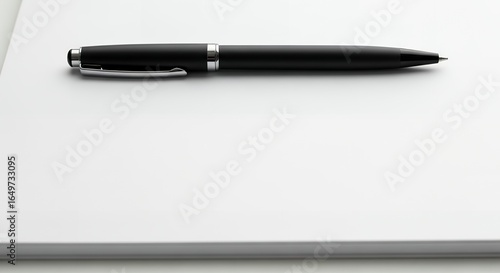 Wallpaper Mural Sleek Black Pen on Pristine White Paper: Minimalist Office Still Life Torontodigital.ca