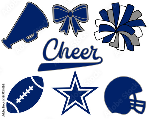 Cheerleader vectors. Megaphone and Pom-Pom .star ,bow , cheer ,american-football 
