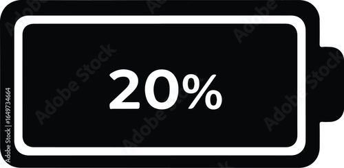 Battery Icon Showing 20 Percent Charge.