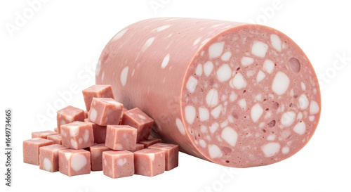 Obraz na płótnie Isolated Mortadella with Cubes