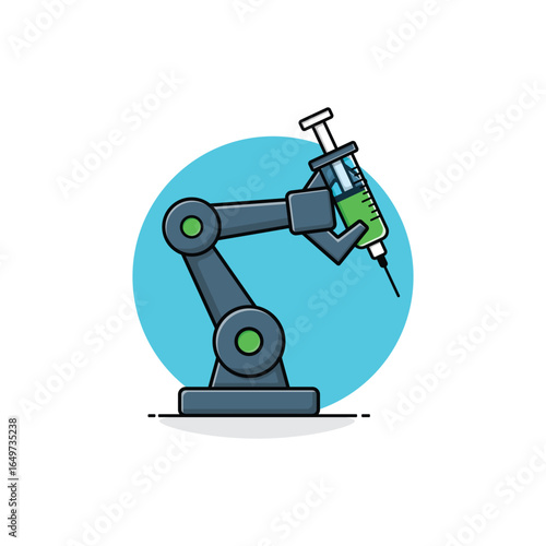 Robot Hand with Injection Vector Illustration. Ai Robot Surgery Concept Design
