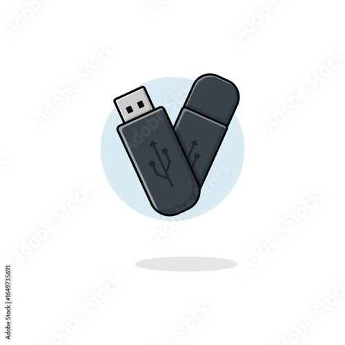 USB Flash Drive Vector Illustration. Digital Storage Concept Design