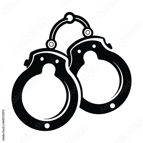 Black Silhouette Illustration of Handcuffs Symbol of Law Enforcement and Justice