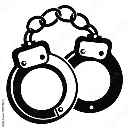 Black Vector Handcuffs Illustration Law Enforcement, Crime, Punishment, and Justice Concept Art