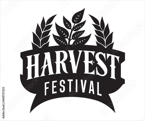 Elegant Harvest Festival Logo Design with Wheat Illustration in Black and White