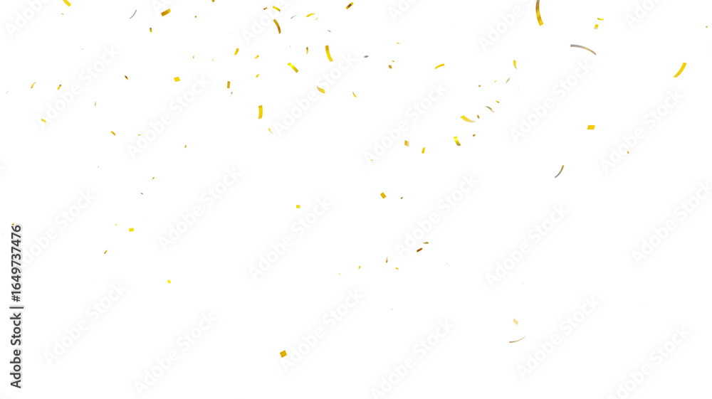 Fototapeta premium Confetti partical isolated background. 3d Rendering Transparent Confetti. 3d render of Spiral Gold confetti flying. Golden Confetti Transparent Background. Gold Confeti Failling White Background