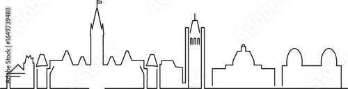 Ottawa Skyline Silhouette Outline Vector Illustration Canada Capital City Buildings Landmark