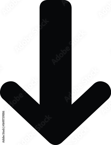 Black Down Arrow Icon Symbol Graphic.
