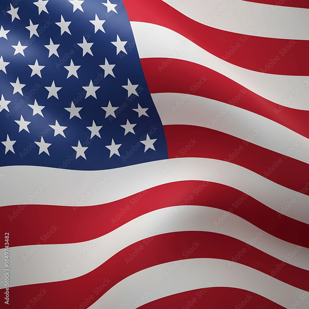 Obraz premium American Flag on a Wavy Fabric Texture