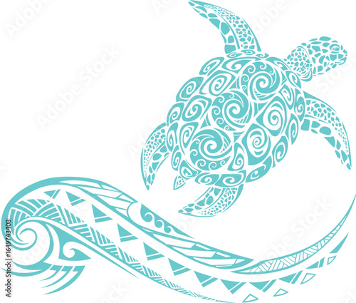 Sea turtle jumping in waves - vacation, travel, adventure