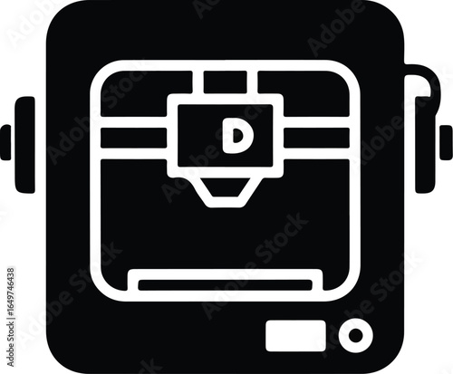 3D Printer Icon Digital Fabrication Technology.