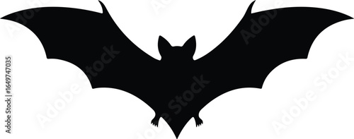 Black Bat Silhouette Night Creature Illustration.