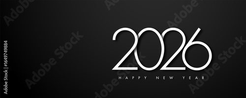 Elegant new year 2026 concept minimalist background design. Holiday winter banner, poster or greeting card template