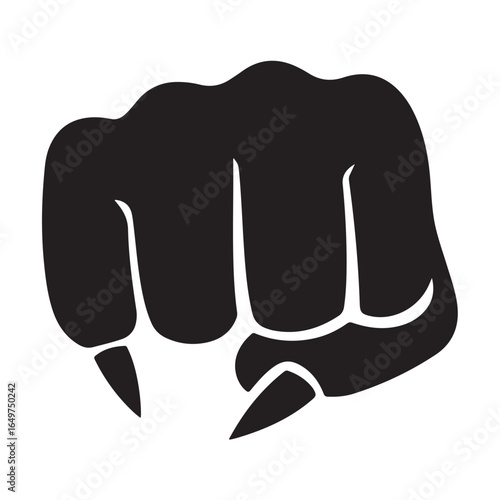 Black fist with sharp fingernails vector graphic hand white