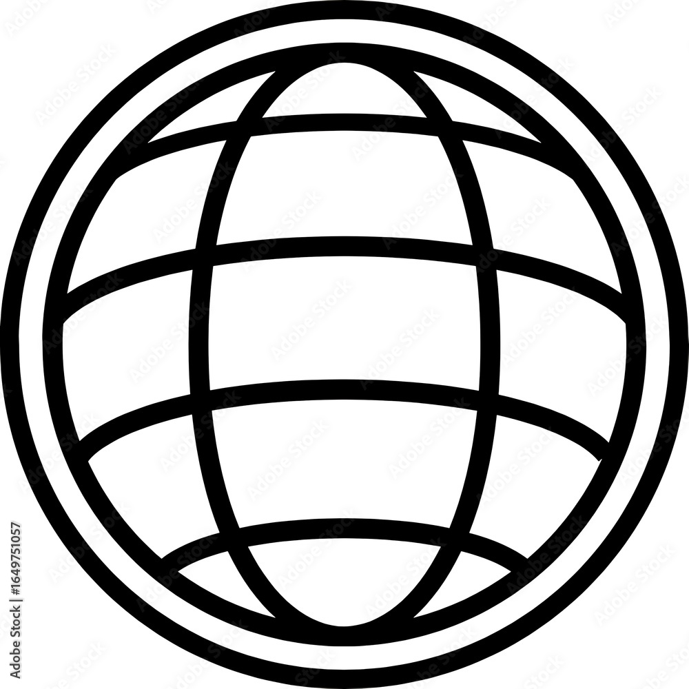 Naklejka premium Ai generated image of a stylized black and white outline of a globe or planet earth, symbolizing international travel, global connection, and the world, isolated on a white background