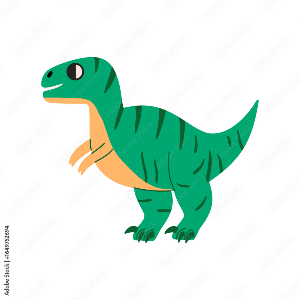 Obraz premium Cute green T-Rex vector illustration. Cute dinosaur on isolated background.