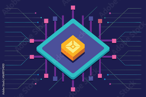cryptocurrency blockchain chip with digital network