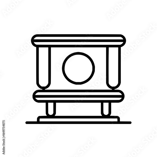 Outline cat house furniture pet home animal shelter feline condo modern design interior minimal style simple line art