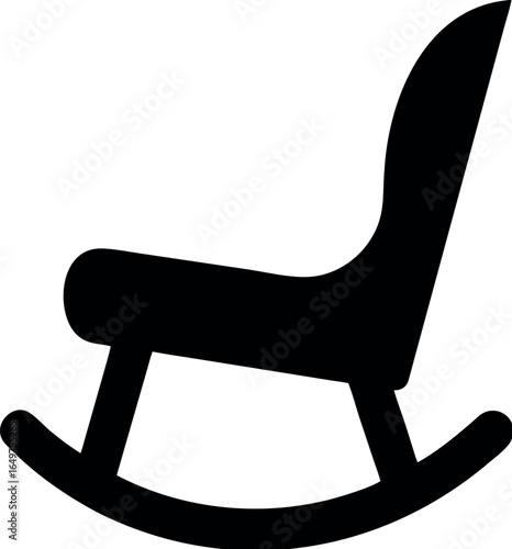 A solid black silhouette of a rocking chair icon vector
