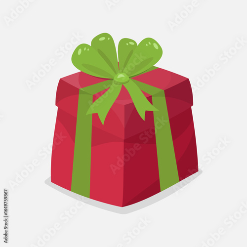Red Gift Box with Green Ribbon