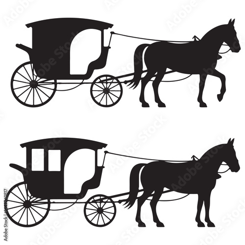 horse and carriage silhouettes