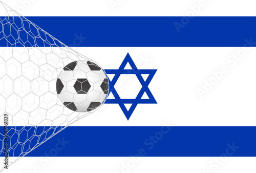 Flag of Israel with Soccer Ball. Football Championship Concept. Vector Illustration.