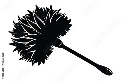 Black silhouette of a feather duster with long handle for cleaning dust