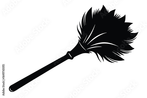 Black Fluffy Duster Silhouette House Cleaning Tool Icon Graphic Vector Illustration