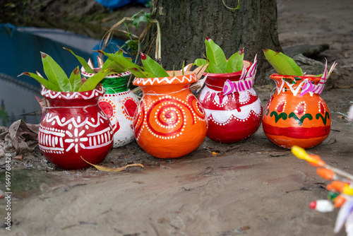 Indian Bengali marriage elements clay pot