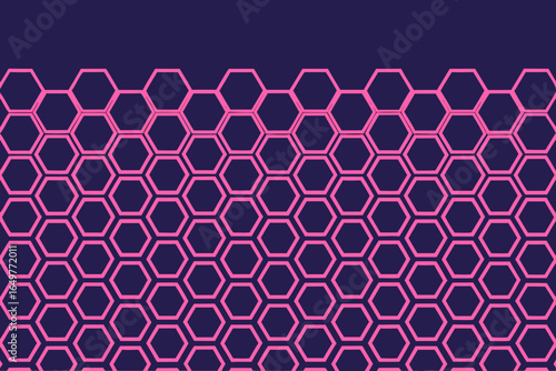 Geometric pattern of pink hexagonal outlines against a dark navy blue background creating a modern abstract design