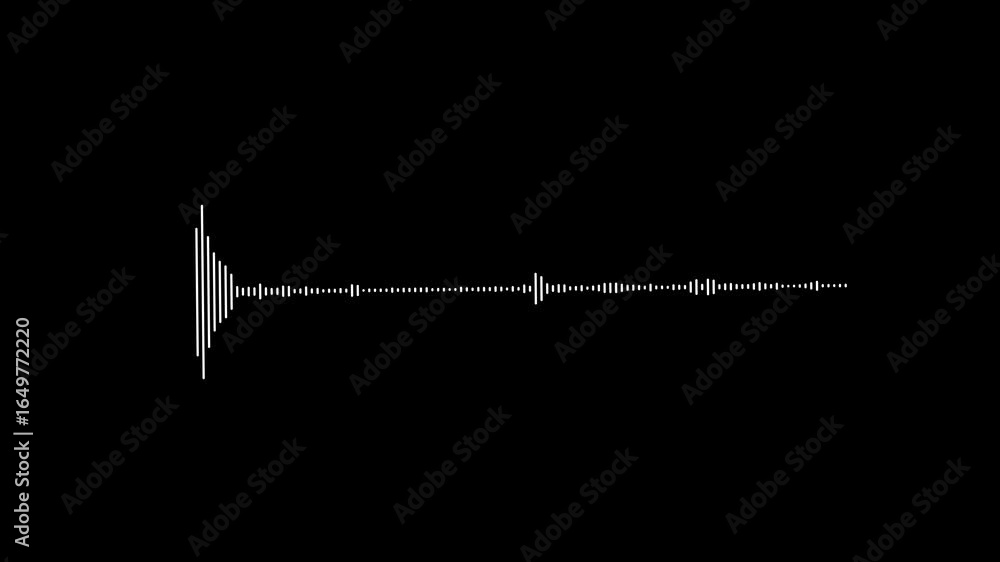 Smooth white audio wave animation against black background, showing ...