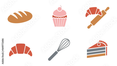 Baking Delights: A charming collection of hand-drawn icons showcasing the delectable world of baking, offering a taste of culinary creativity.