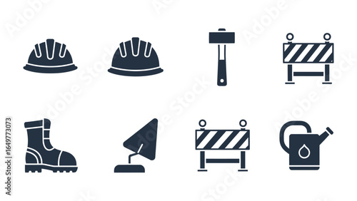 Construction Equipment and Gear: A curated collection of essential construction equipment and gear, perfectly illustrated for a comprehensive view. 