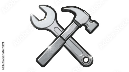 Hammer and Wrench: An illustration of a silver wrench and hammer, symbolizing construction and repair work.