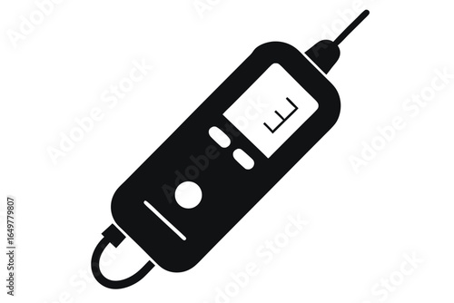 Stylized black and white digital thermometer for measuring temperature readings