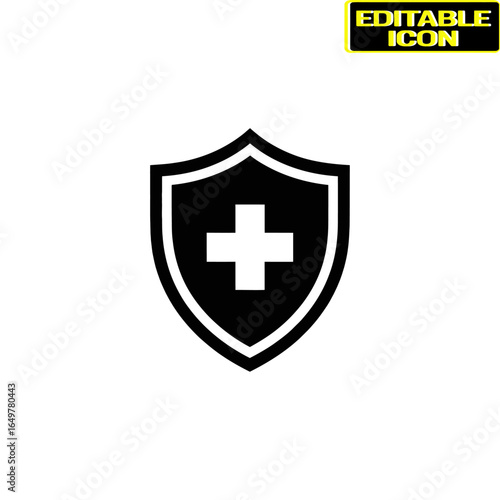 Shield with medical cross icon