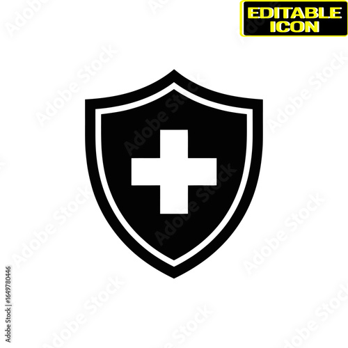 Shield with medical cross icon