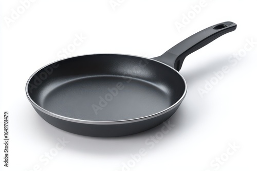 Wallpaper Mural New Iron Frying Pan on White: Clean, Isolated Kitchen Object with Black Handle, 3D Rendered Torontodigital.ca