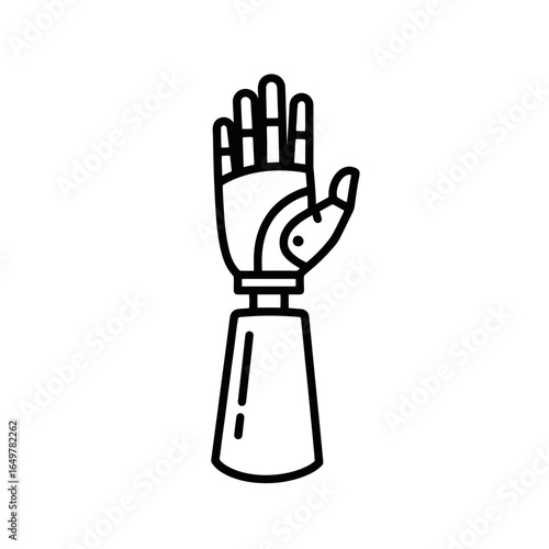 Vector icon of a robotic prosthetic hand in outline style  