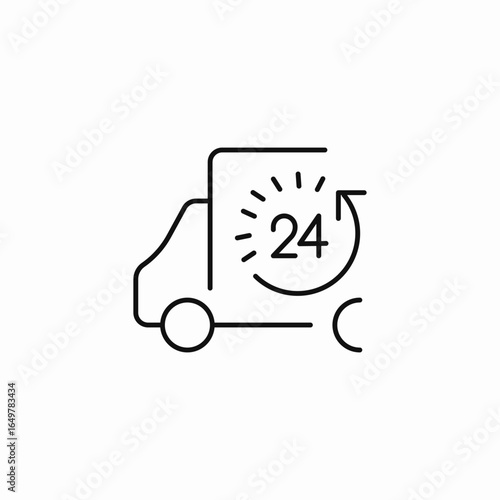 24-hour delivery service icon sign vector