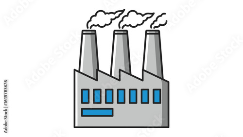Industrial Chimneys Emit Smoke: This illustration captures a symbolic representation of a factory emitting smoke, hinting at environmental impact and industrial activity.