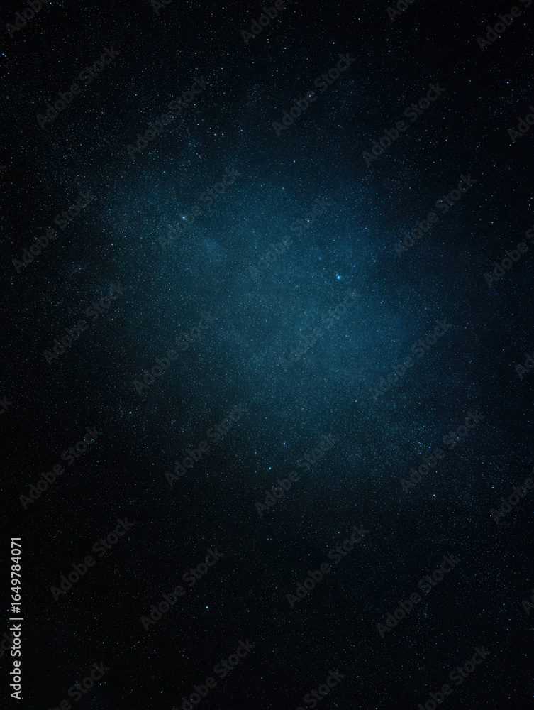 Fototapeta premium A radial composition of an outer space. Cosmic scene filled with stars and distant galaxies. Soft cyan hues blending into the deep blackness of space.
