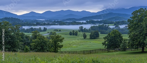 Misty Morning in the Blue Ridge Mountains: A Serene Valley Landscape