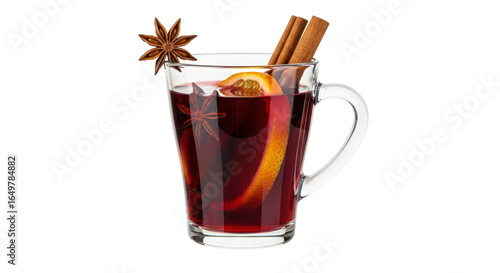 Isolated Glass of Mulled Wine