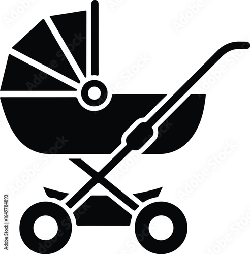 Baby Stroller Icon Black Silhouette Illustration.