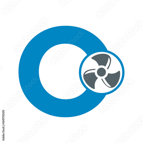 Fan Logo Combine With Letter O Vector Template