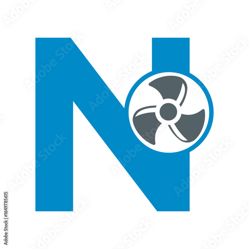 Fan Logo Combine With Letter N Vector Template