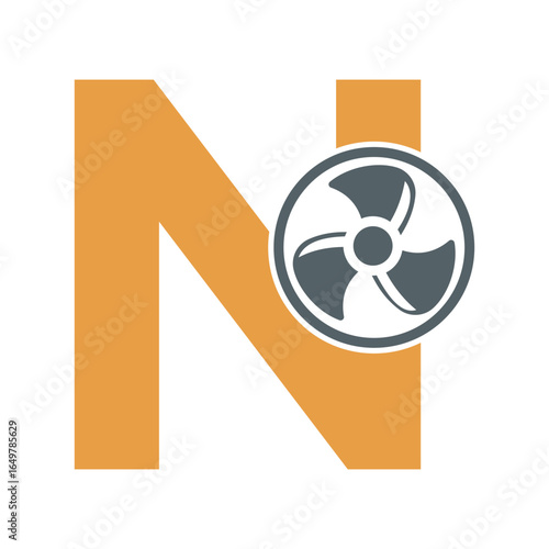 Fan Logo Combine With Letter N Vector Template